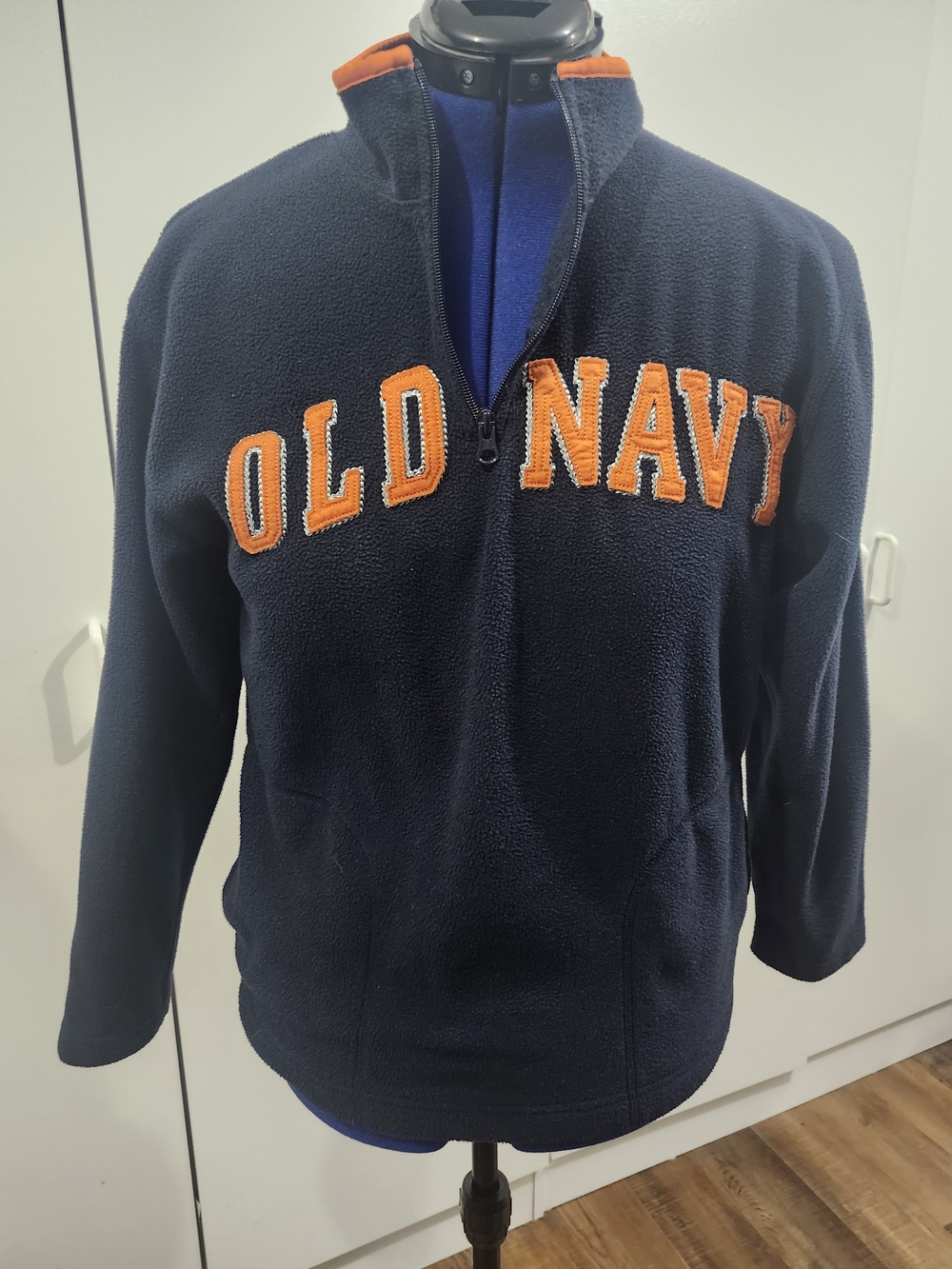 Old Navy Navy Fleece Pullover with Orange Lettering